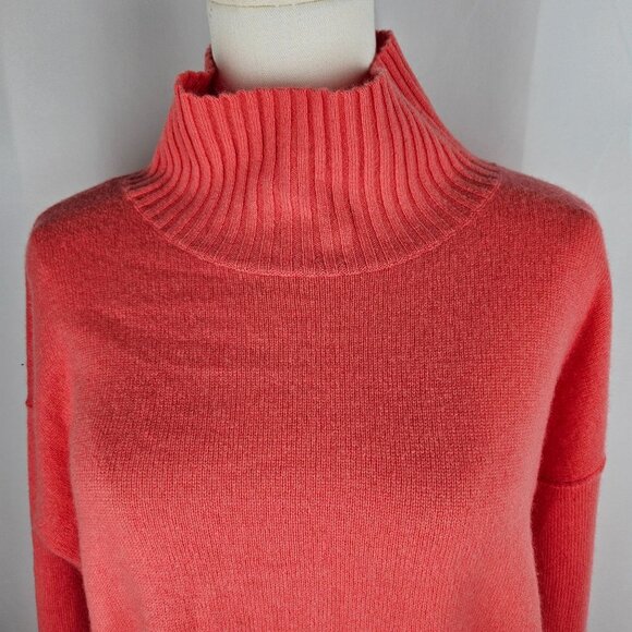 Free People Poppy Cashmere Turtleneck Sweater XS Geranium Ribbed Mock Neck - Picture 4 of 12